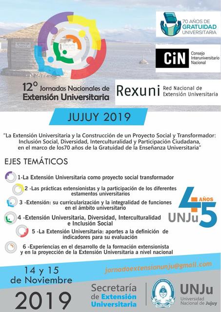 12° Jornadas Nacionales de Extensión Universitaria 12° Jornadas Nacionales de Extensión Universitaria