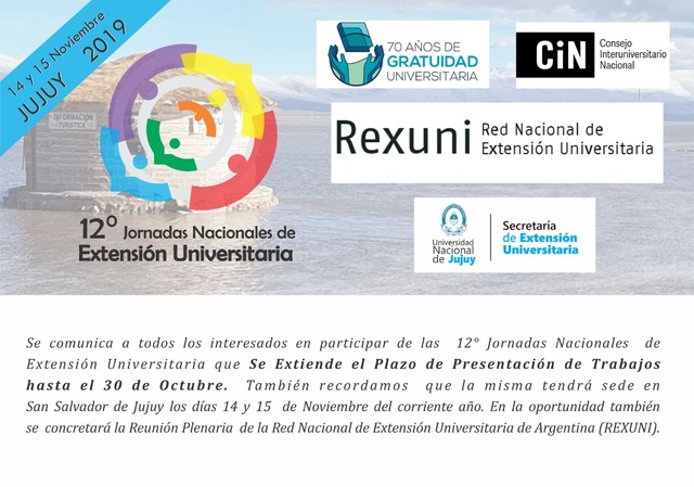 12° Jornadas Nacionales de Extensión Universitaria 12° Jornadas Nacionales de Extensión Universitaria